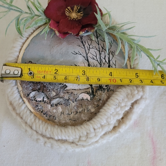 Christmas Ornament Hand Painted Macrame Upcycled - Picture 5 of 5